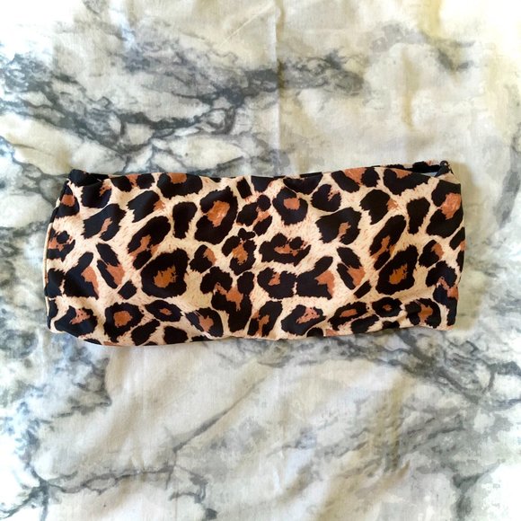 NWOT Leopard Cheetah Animal Print Padded Bandeau Crop Bikini Top Medium - Picture 4 of 4